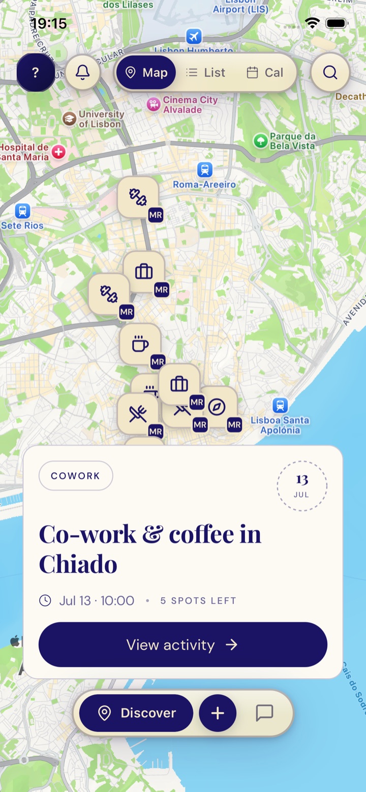 A coworking meetup, Co-work and coffee in Chiado, on the Nomad Connect map